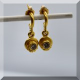 J017. 22K yellow gold and diamond drop earrings - $450